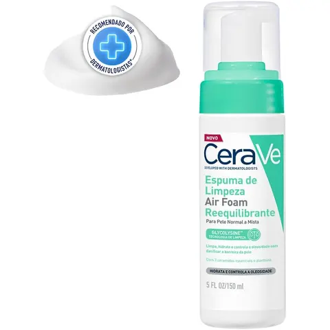 CeraVe Air Foam, Espuma de Limpeza Facial Reequilibrante, 150ml