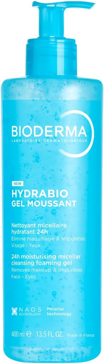 BIODERMA Hydrabio Gel Moussant Gel de Limpeza Hidratante 400ml com Ácido Hialurônico para Peles Desidratadas
