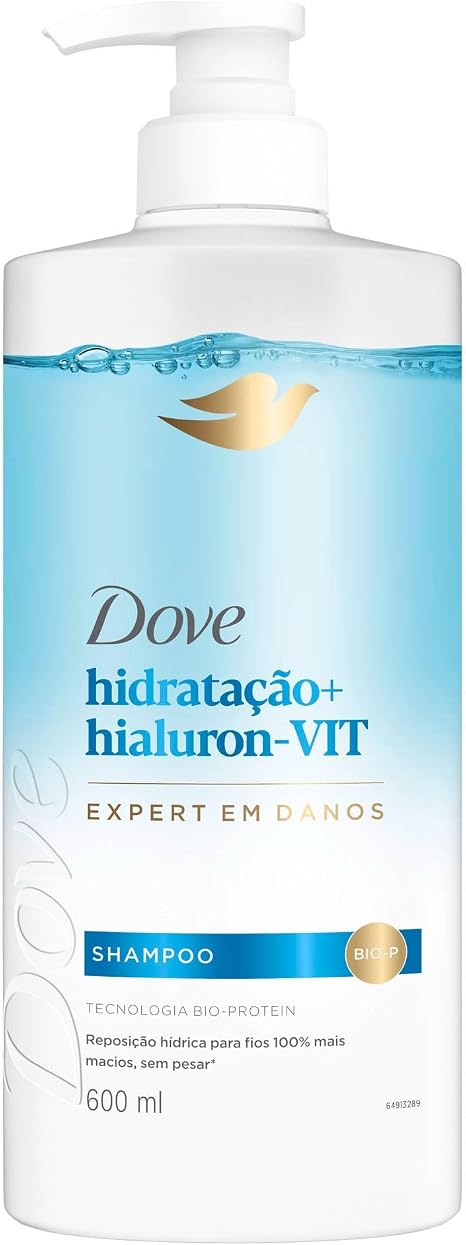 Dove Shampoo Hidratação + Hialuron-Vit 600ml Pump