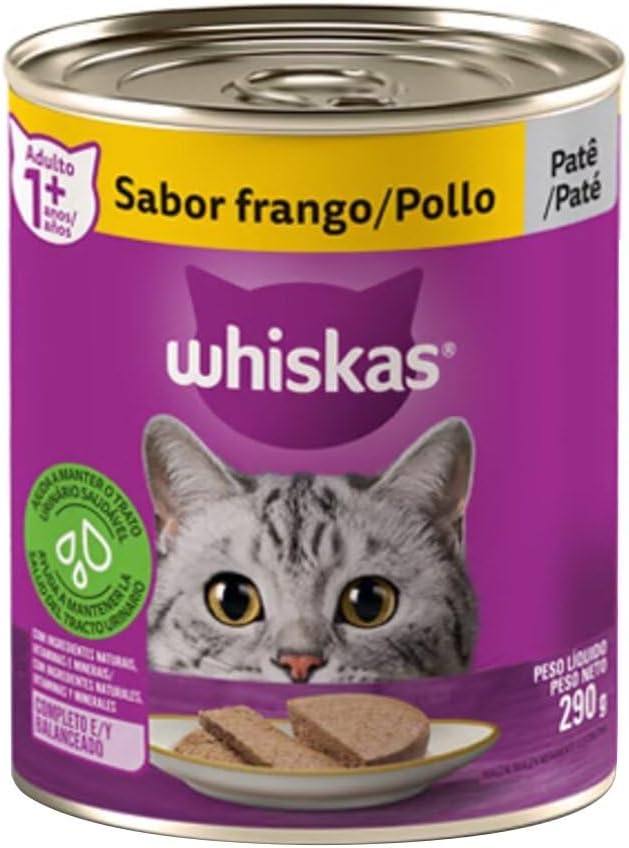 whiskas Ração Úmida Para Gatos Whiskas Lata Patê De Frango Adultos 290G