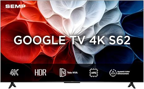 Smart TV Semp 43 Polegadas LED HVA 4K S62 WiFi Bluetooth Google TV 3 HDMI HDR10+ Dolby Audio 43S62