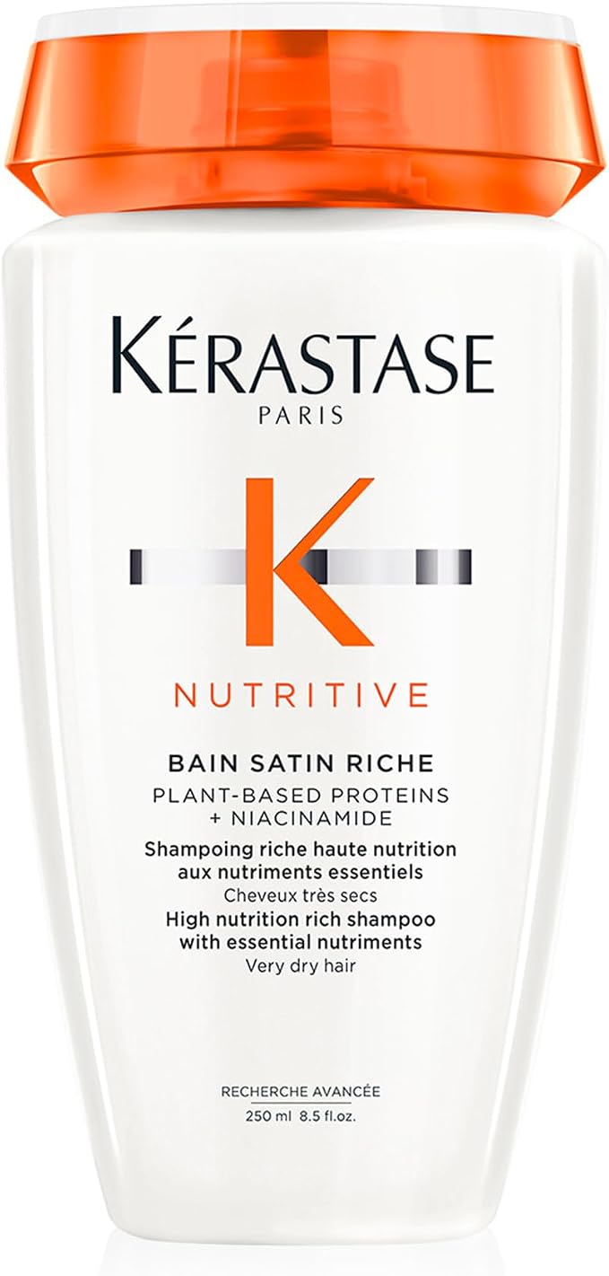 Kérastase Nutritive Bain Satin Riche Shampoo Nutritivo para Cabelos Finos e Médios, Secos e Ressecados, Nutrição Profunda com Ativos Anti-ressecamento 250ml