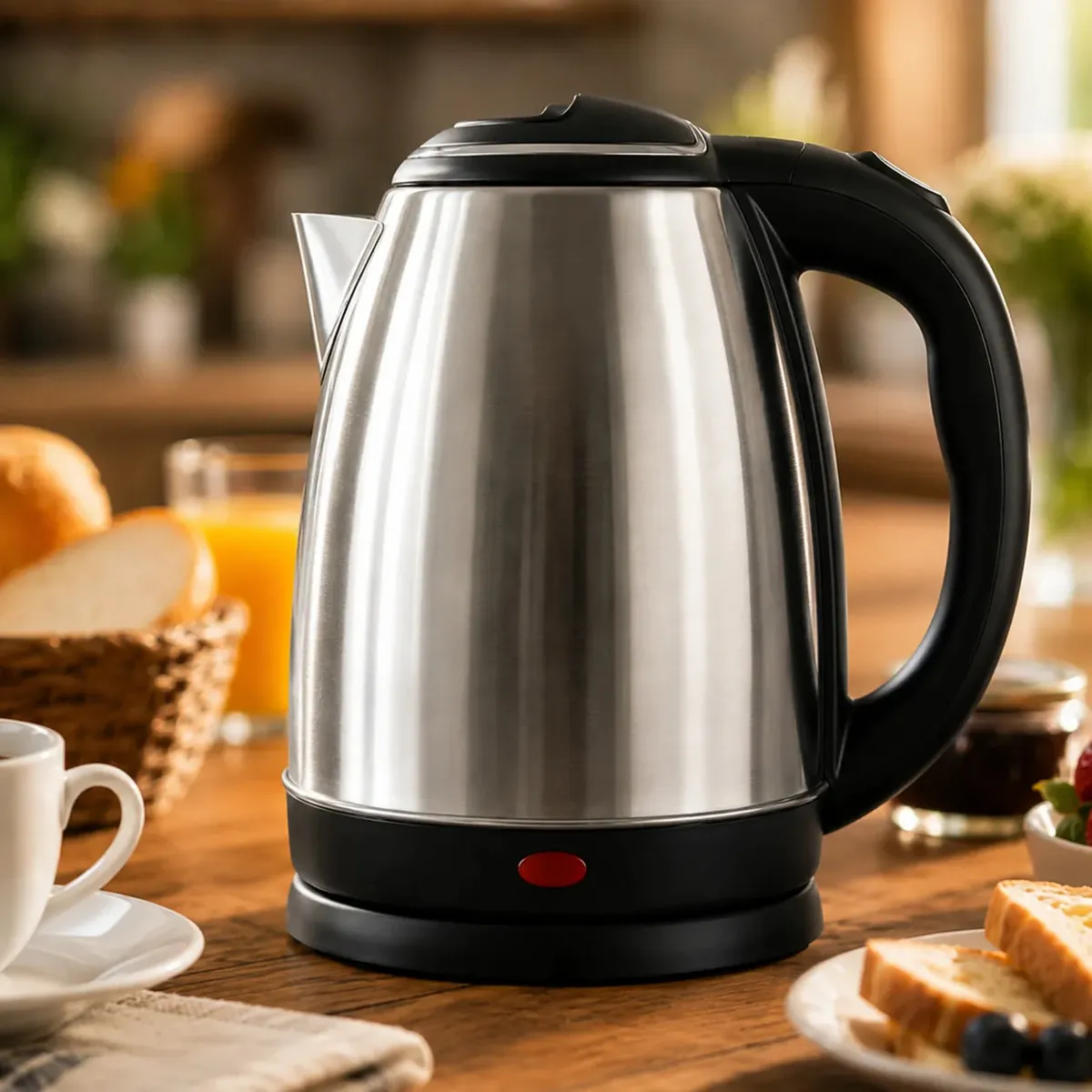 Chaleira Elétrica Luxena de Inox 1.8 Litros com Desligamento Automático e Base Giratória Aquecimento Rápido Alça Ergonômica Para Escritório Casa Cozinha Viagem Fervedor De Água Moderno
