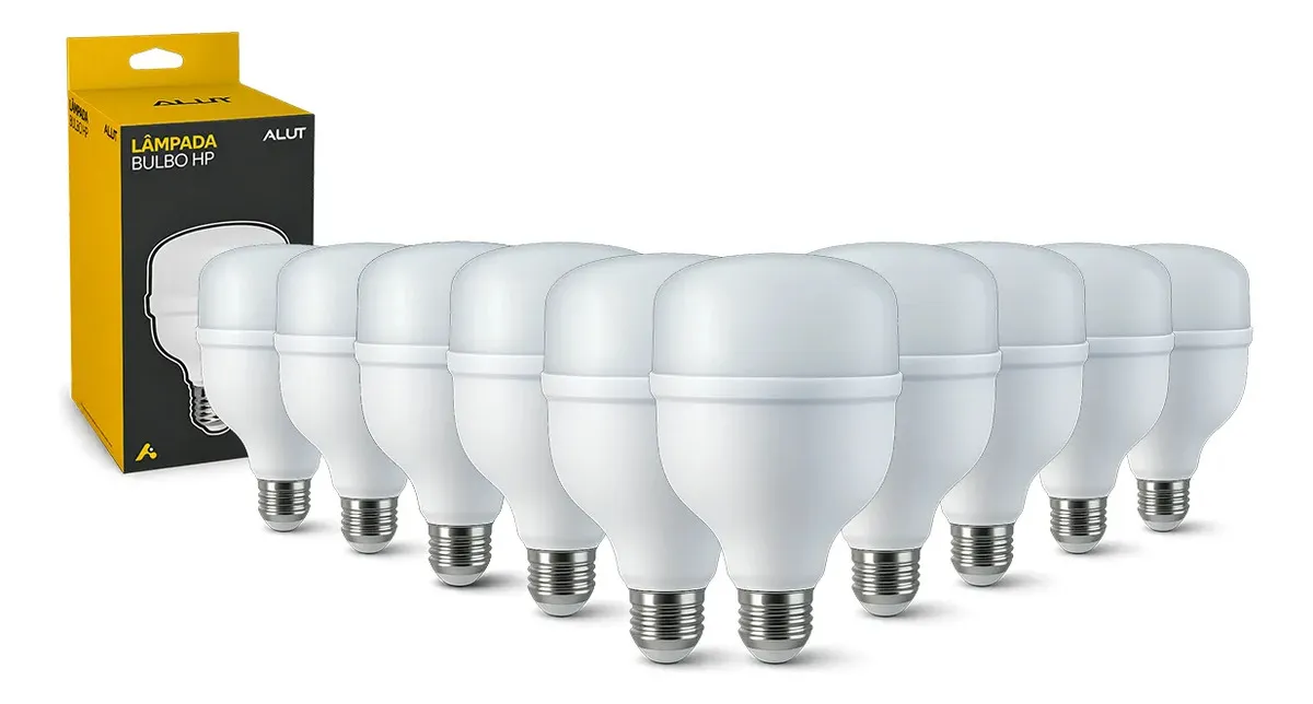 Kit 10 Lâmpadas LED Bulbo 30W Alta Potência Branco Frio 6500K Bivolt E27 - Super Bulbo Econômica 2400 Lúmens Ideal Comércio Garagens Casa