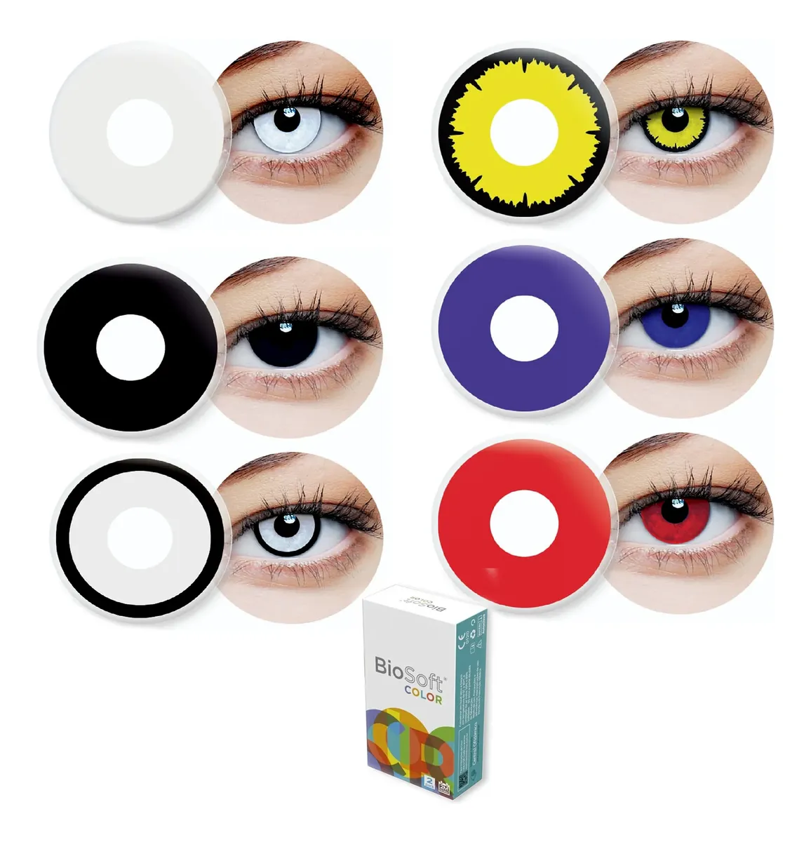 Lente De Contato Cosplay Halloween Fantasia 6 Cores