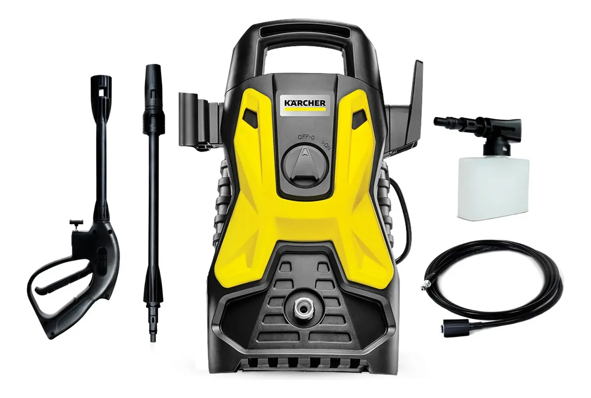 Lavadora De Alta Pressão Kärcher Prática Black 1500 Psi 1400w 300l/h Com Aplicador De Detergente E Lança Regulável
