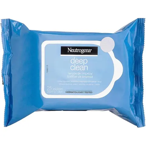 Lenços Demaquilantes Neutrogena Deep Clean, Hipoalergênicos, 25 Unidades
