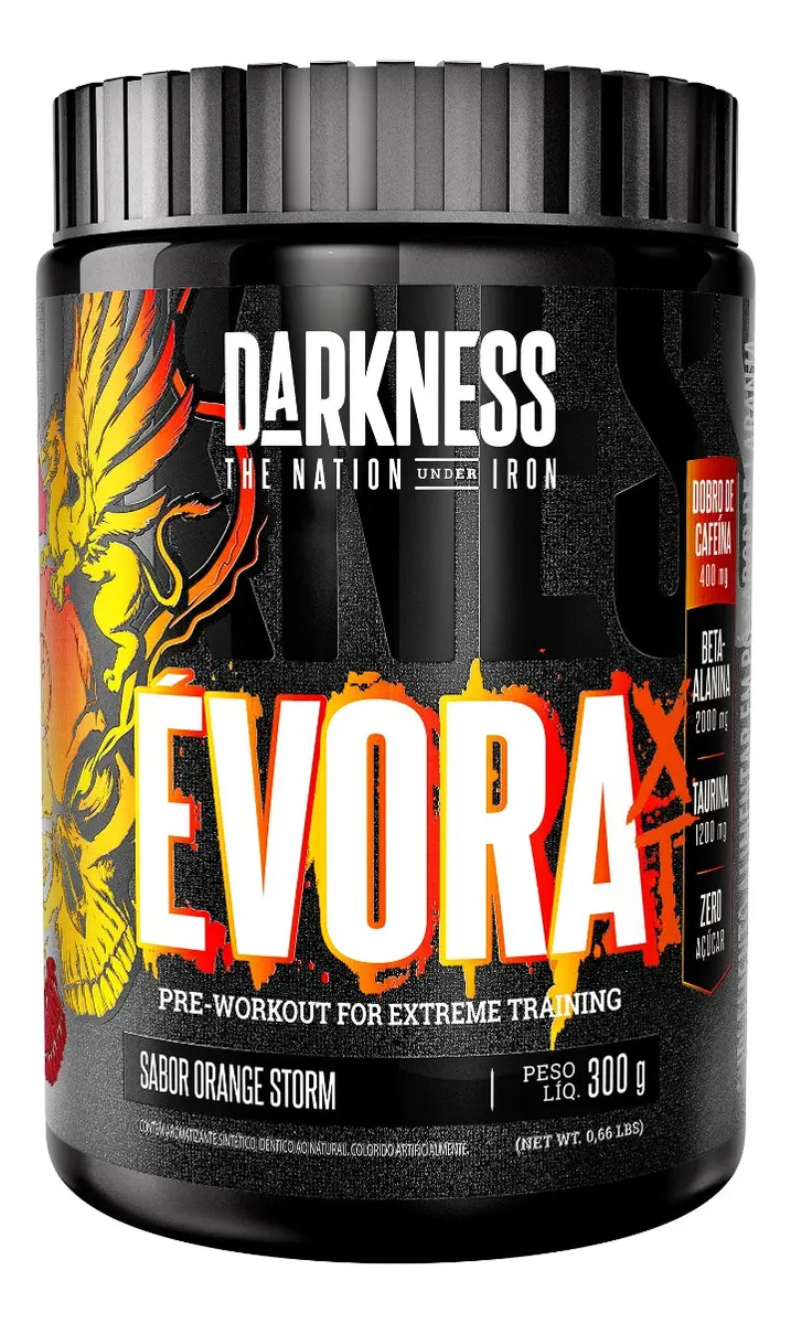Suplemento em pó Darkness Pré Treino Évora sabor Laranja x 300g