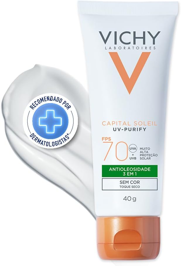 Protetor Solar Facial Vichy Capital Soleil, Sem Cor, FPS 70, 40g