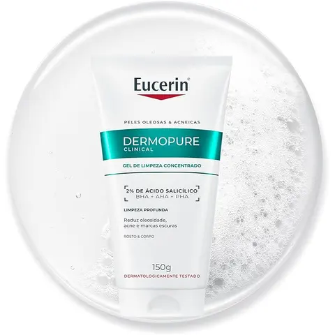 EUCERIN Dermopure Clinical Gel de Limpeza Concentrado 150ml, Reduz oleosidade, acne e marcas escuras