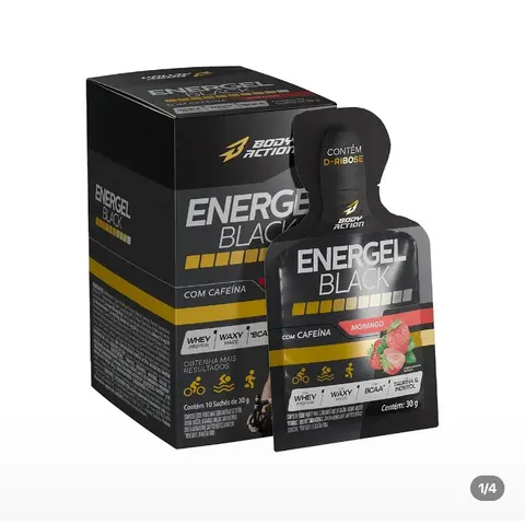 Energel Black Bodyaction - Vários Sabores - Display com 10 Sachês de 30g Cada