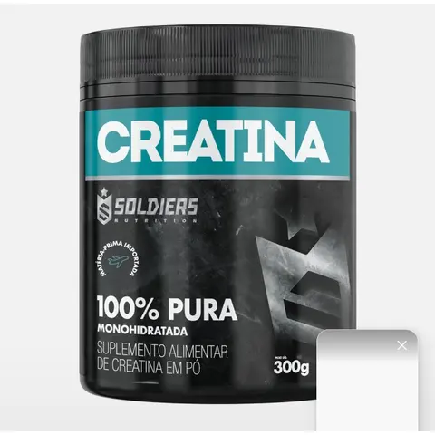 Creatina Monohidratada Pote 300g 100% Pura Importada Soldiers Nutrition Suplemento Performance Muscular Força
