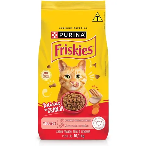 Ração para Gatos Adultos Purina Friskies, Sabor Frango, 10kg