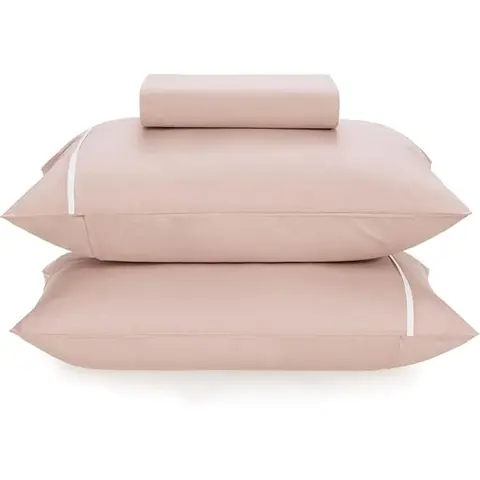 Karsten Jogo de Cama Noah King 160 Fios 100% Algodão 3 Peças Rosa/Branco