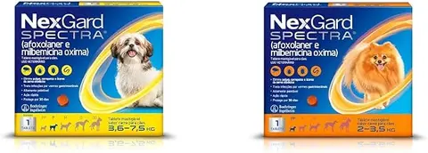 Kit NexGard SPECTRA Antipulgas e Vermífugo para Cães de 3,6 a 7,5 kg – 1 Tablete + NexGard SPECTRA Antipulgas e Vermífugo para Cães de 2 a 3,5kg - 1 tablete