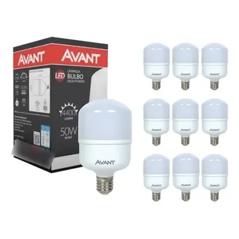 KIT 10 LÂMPADAS BULBO LED 50W BRANCO FRIO BOCAL e27