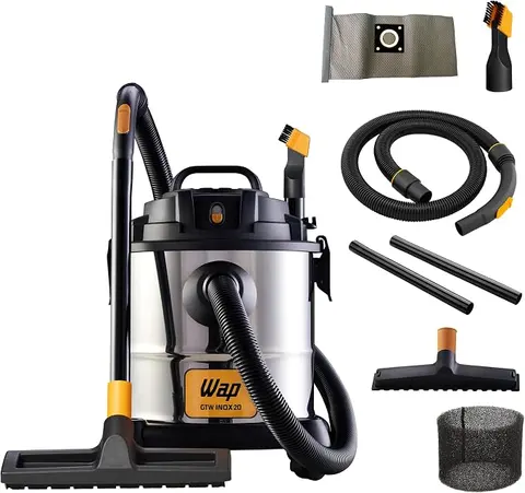 WAP Aspirador de Pó e Água Barril GTW INOX 20, Compacto, 20 Litros, com Filtro Lavável, 160mbar 1600W 127V