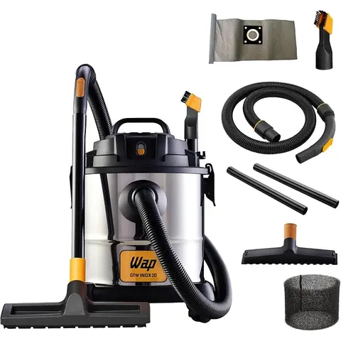 WAP Aspirador de Pó e Água Barril GTW INOX 20, Compacto, 20 Litros, com Filtro Lavável, 160mbar 1600W 127V