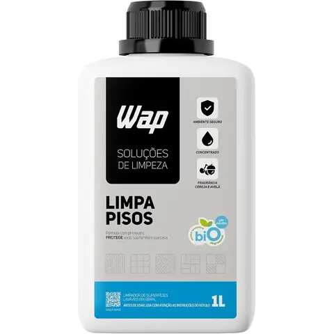 Limpador de Porcelanatos Pisos e Superfícies WAP LIMPA PISOS 1 LITRO, Branco e azul
