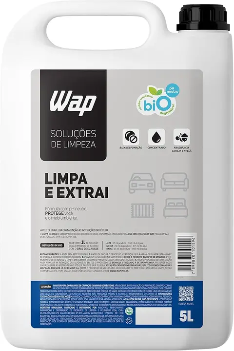Detergente Limpador para Extratoras Concentrado WAP Limpa e Extrai 5 Litros