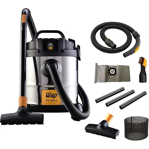 WAP Aspirador de Pó e Água Barril GTW INOX 12, Compacto, 12 Litros, com Filtro Lavável, 160mbar 1400W 127V