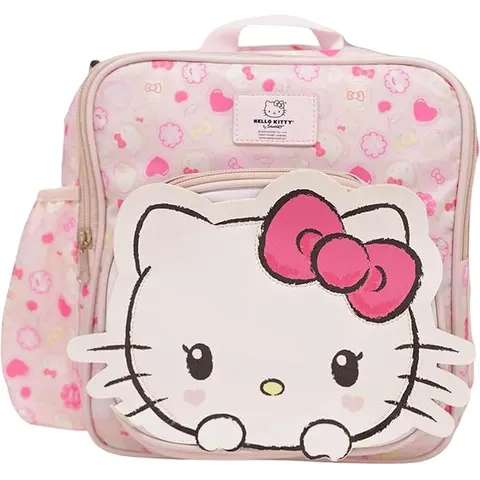 Zonacriativa - Mochila Lancheira Hello Kitty Sanrio | Compartimento principal térmico, alça transversal removível e bolsos para organização | Lanches frescos