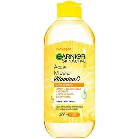 Água Micelar Garnier Uniform & Matte Antioleosidade Vitamina C 400ml
