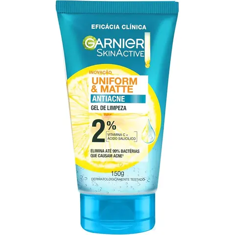Gel de Limpeza Facial Garnier Uniform & Matte Vitamina C Matte 150g