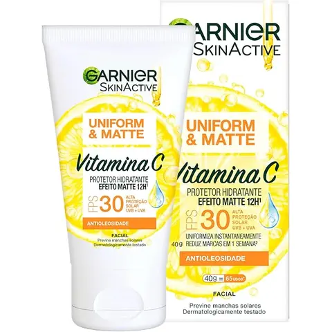 Garnier Uniform & Matte Protetor Solar Facial FPS 30, Sem Cor, 40g