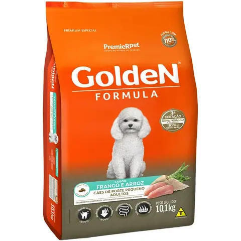 Golden - Ração Fórmula Mini Bits para Cães Adultos de Pequeno Porte Sabor Frango e Arroz - 10,1kg Premier Pet para Todas Pequeno Adulto -