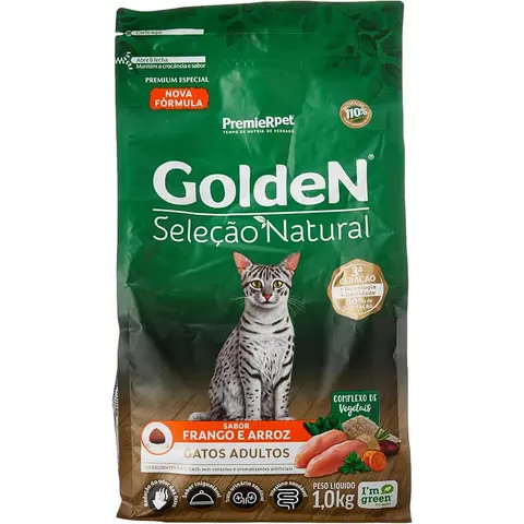 Premier Pet Ração Golden Seleção Natural Para Gatos - 1Kg Adulto - Sabor Frango
