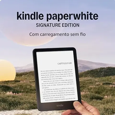 Kindle Paperwhite Signature Edition 32 GB (modelo 2024) - com luz frontal autoadaptável, carregamento sem fio e bateria que dura semanas - Cor Preta Metálica